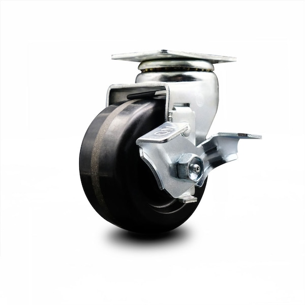 4 Inch Phenolic Swivel Caster with Roller Bearing and Brake SCC